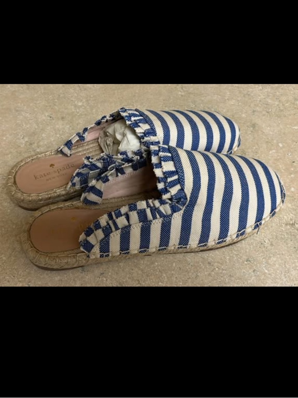 Kate Spade Striped Canvas Espadrille Mules with Rope Sole
